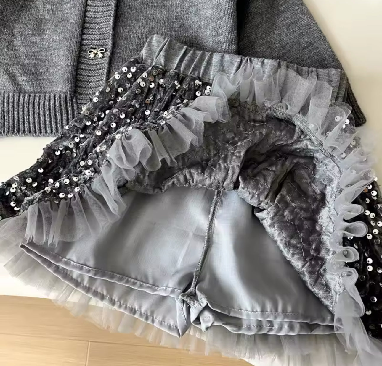 Girls sequin skirt set