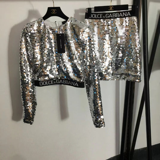 Sequin D skirt set