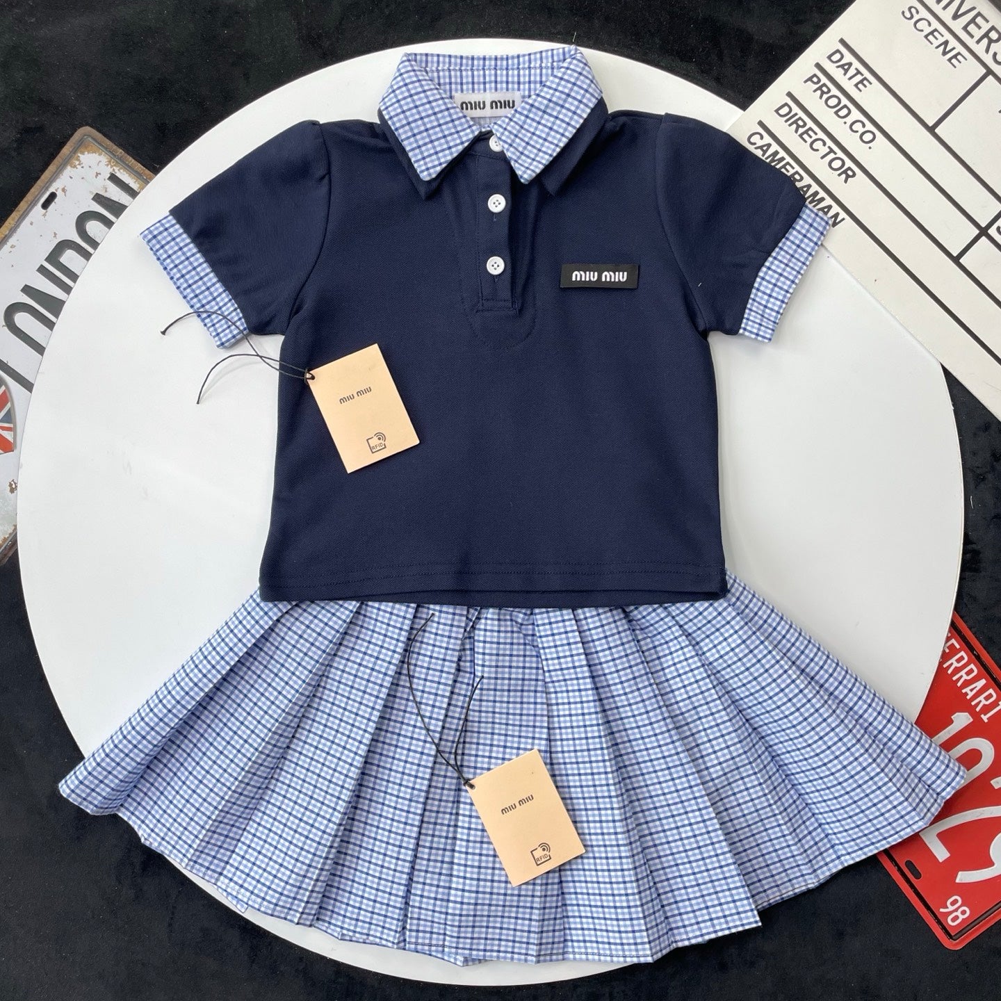 Blue miu  Girls skirt Set